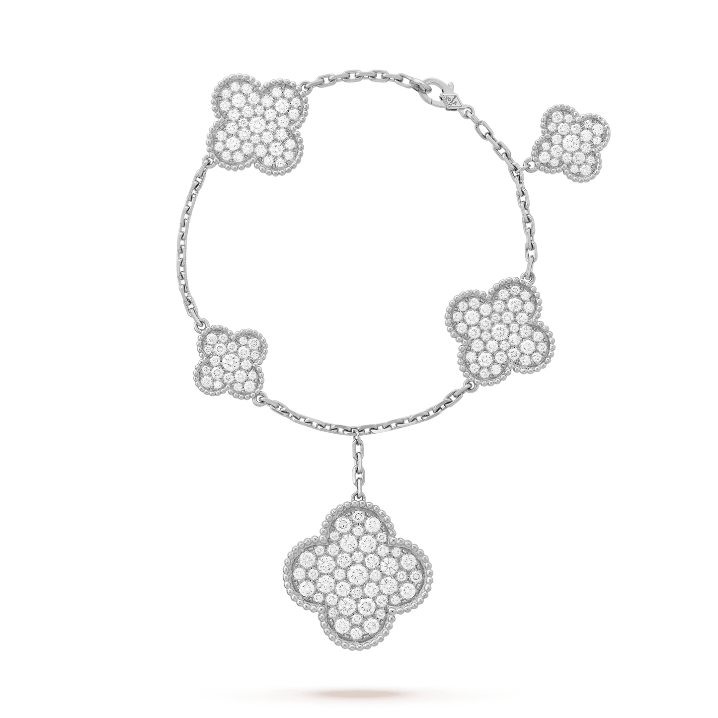 [Luxe]CLOVER 6 MOTIFS SILVER DIAMOND BRACELET