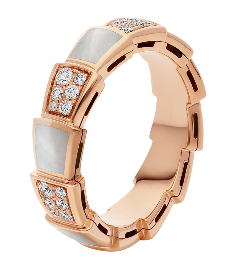 [Luxe]SERPENTI RING PINK GOLD MOP DIAMOND PAVED 4MM