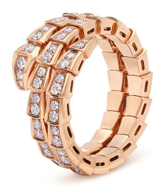 [Luxe]SERPENTI RING PINK GOLD DIAMOND DOUBLE ROW