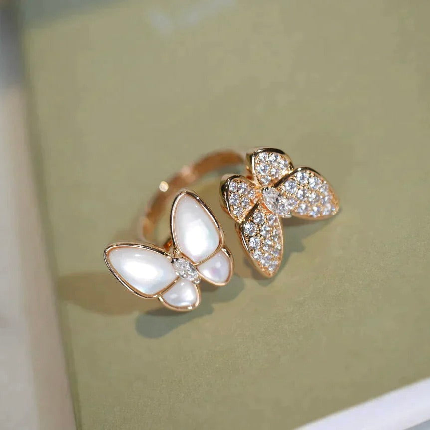 [Luxe]TWIN BUTTERFLY DIAMOND MOP RING