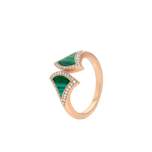 [Luxe]DREAM MALACHITE DIAMOND OPEN RING