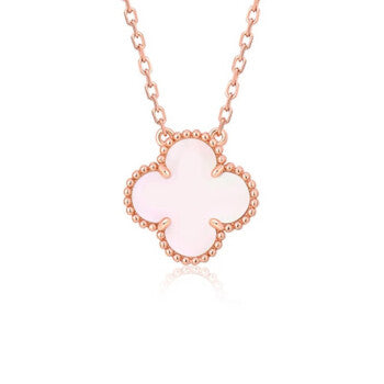 [Luxe]CLOVER 15MM PINK MOTHER-OF-PEARL SINGLE FLOWER NECKLACE