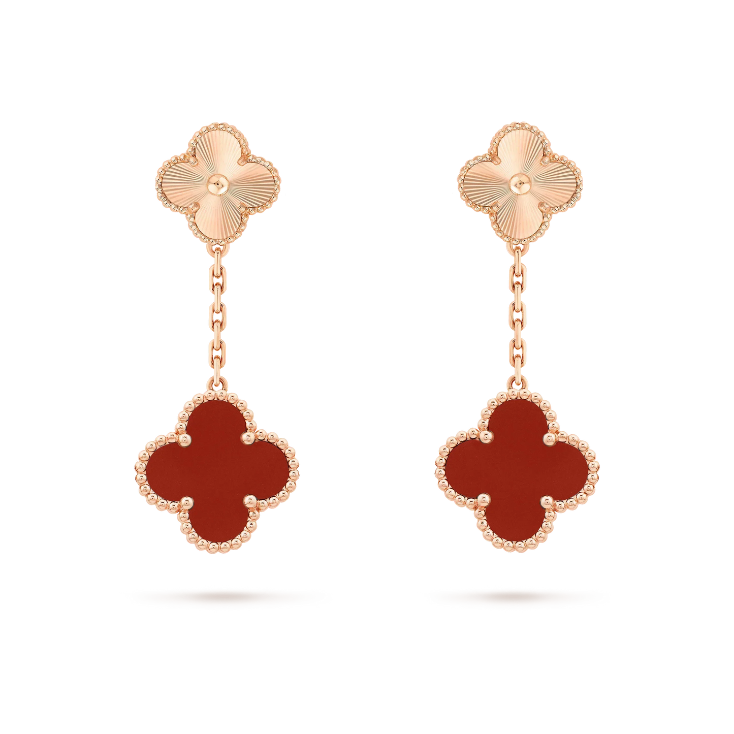 [Luxe]CLOVER 2 MOTIF  LASER CARNELIAN EARRINGS