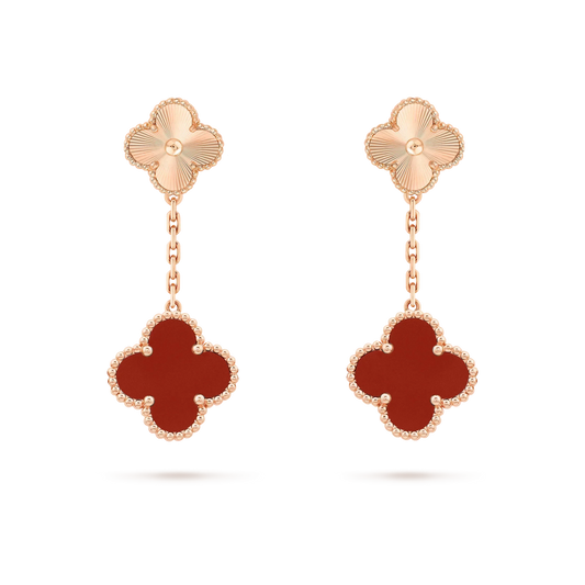 [Luxe]CLOVER 2 MOTIF  LASER CARNELIAN EARRINGS