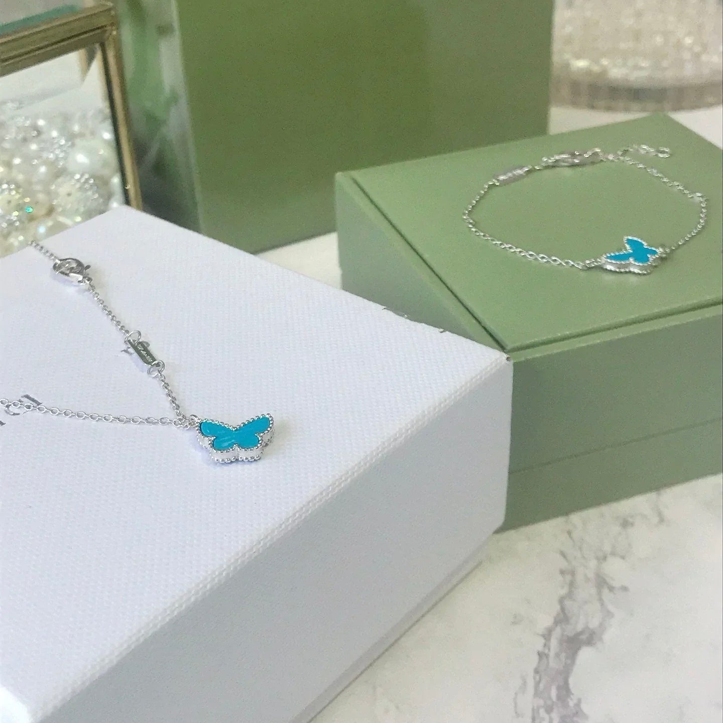 [Luxe]BUTTERFLY TURQUOISE BUTTERFLY BRACELET SILVER