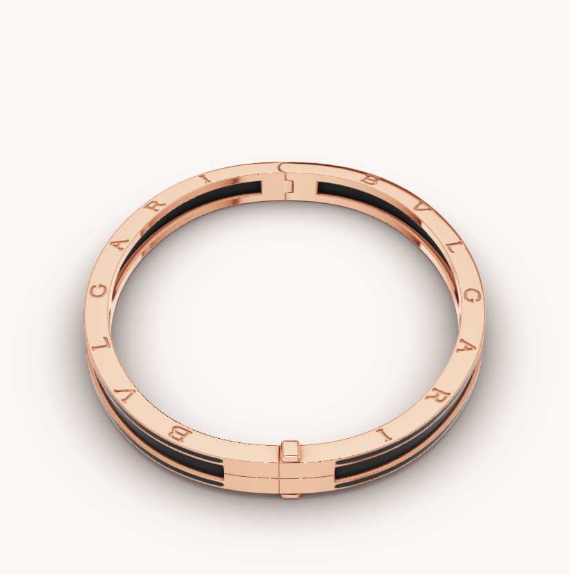 [Luxe]ZERO 1 PINK GOLD WITH MATTE BLACK CERAMIC BRACELET