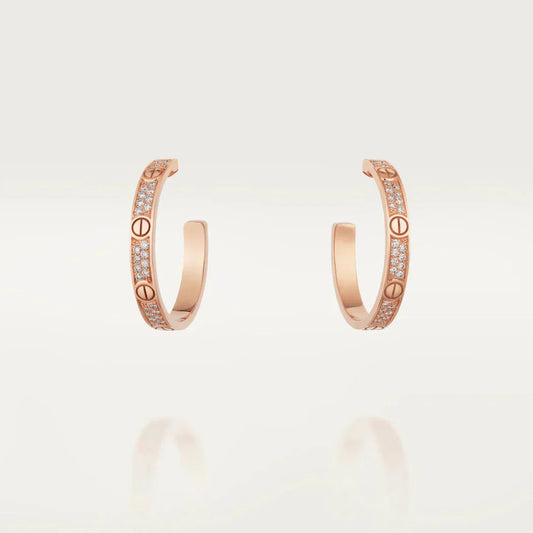 [Luxe]LOVE DIAMOND PINK GOLD HOOP EARRINGS