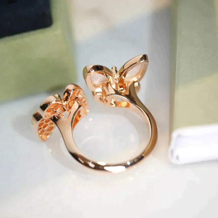 [Luxe]TWIN BUTTERFLY DIAMOND MOP RING