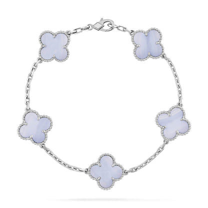 [Luxe]CLOVER  5 MOTIF PURPLE CHALCEDONY BRACELET SILVER