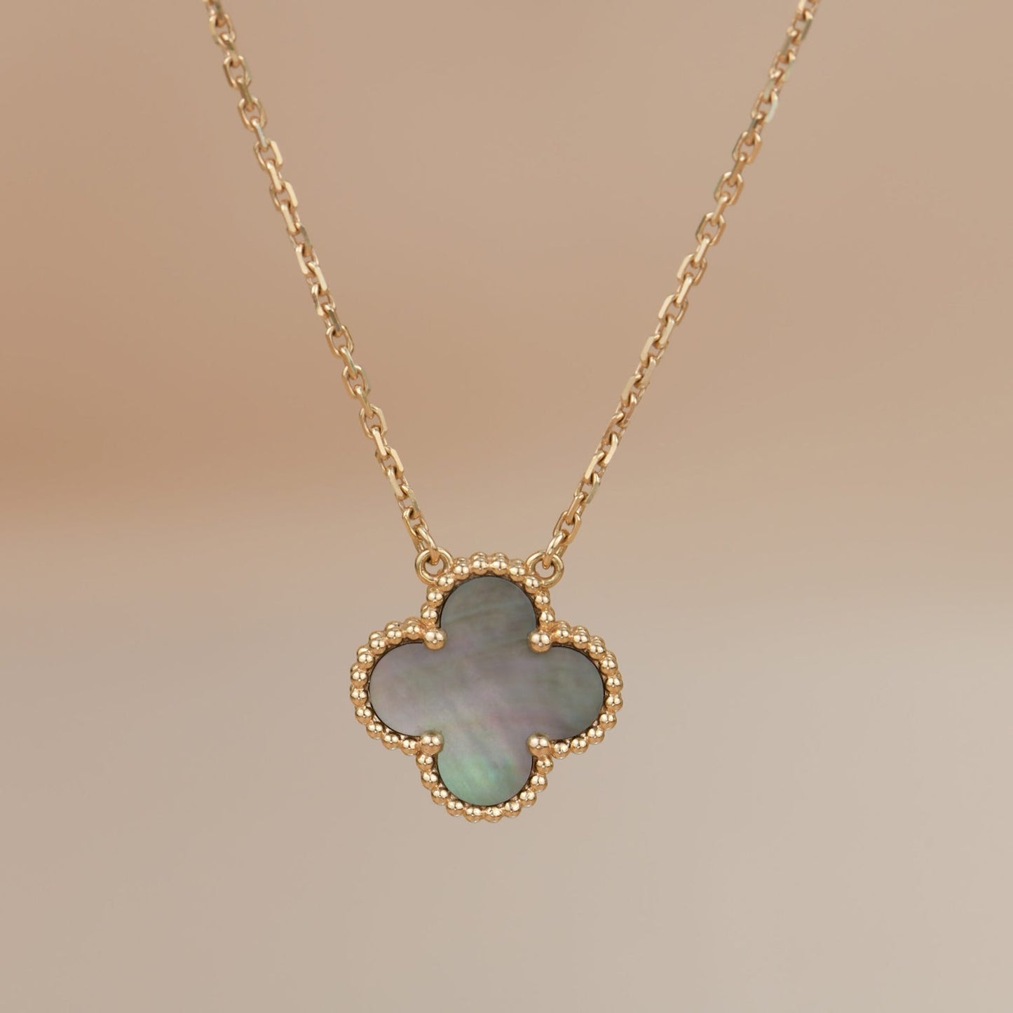 [Luxe]CLOVER 15MM  GRAY MOTHER OF PEARL NECKLACE