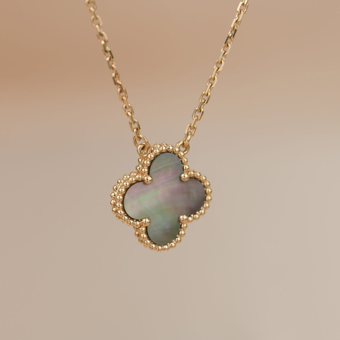 [Luxe]CLOVER 15MM  GRAY MOTHER OF PEARL NECKLACE