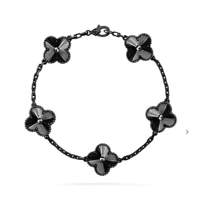 [Luxe]CLOVER 5 MOTIF BLACK BRACELET