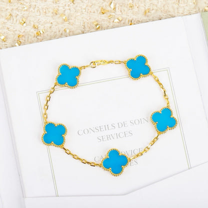 [Luxe]CLOVER 5 MOTIFS TURQUOISE BRACELET