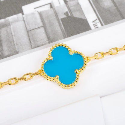 [Luxe]CLOVER 5 MOTIFS TURQUOISE BRACELET