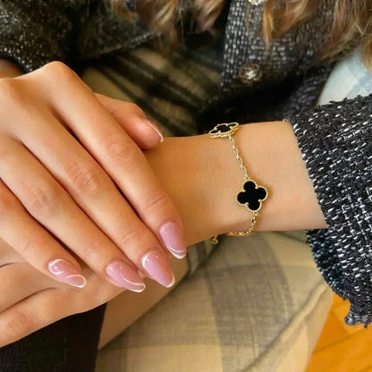 [Luxe]CLOVER  5 MOTIFS BLACK ONYX BRACELET