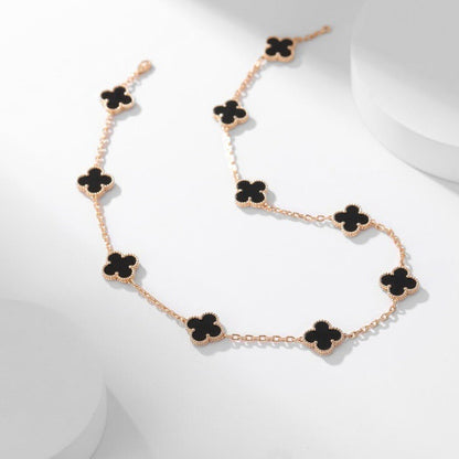 [Luxe]CLOVER 10 MOTIFS ONYX NECKLACE