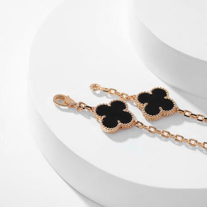 [Luxe]CLOVER 10 MOTIFS ONYX NECKLACE