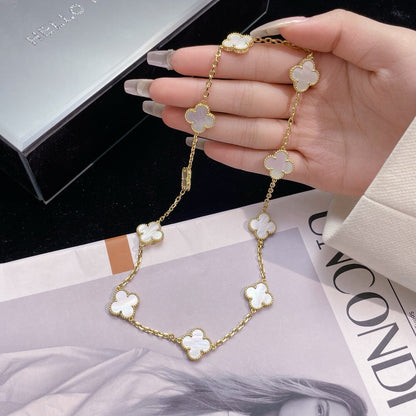 [Luxe]CLOVER 10 MOTIFS WHITE MOTHER OF PEARL NECKLACE