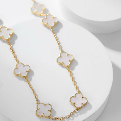 [Luxe]CLOVER 10 MOTIFS WHITE MOTHER OF PEARL NECKLACE