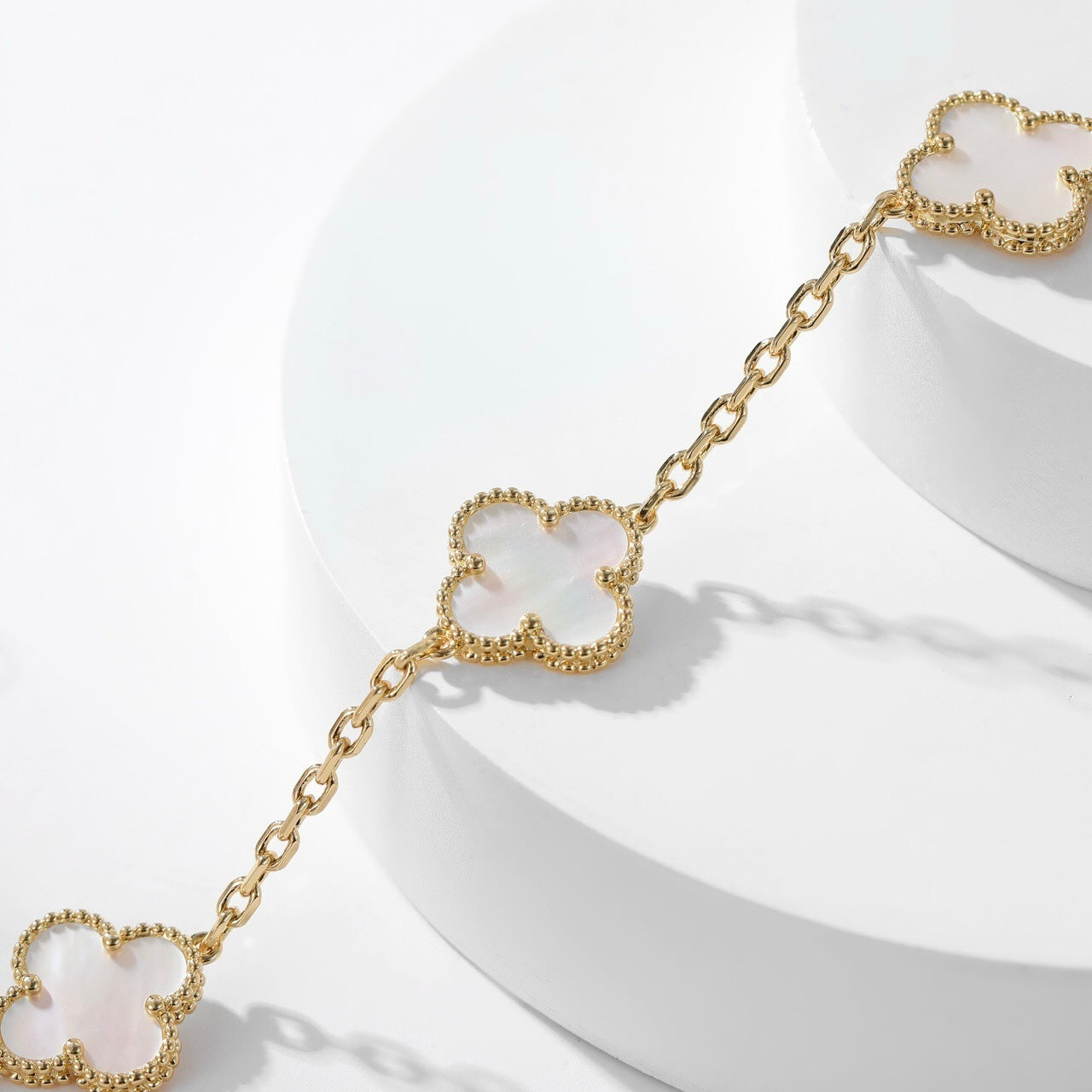 [Luxe]CLOVER 10 MOTIFS WHITE MOTHER OF PEARL NECKLACE