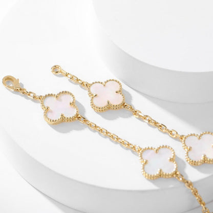 [Luxe]CLOVER 10 MOTIFS WHITE MOTHER OF PEARL NECKLACE