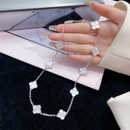 [Luxe]CLOVER 10 MOTIFS WHITE MOTHER OF PEARL NECKLACE