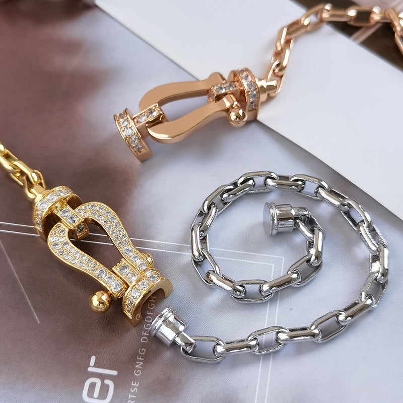 [Luxe]FORCE LARGE HORSESHOE CLASP  METAL BRACELET