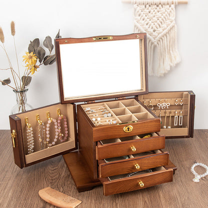 JEWELRY STORAGE BOX MULTI-LAYER LARGE CAPACITY WOODEN JEWELRY BOX