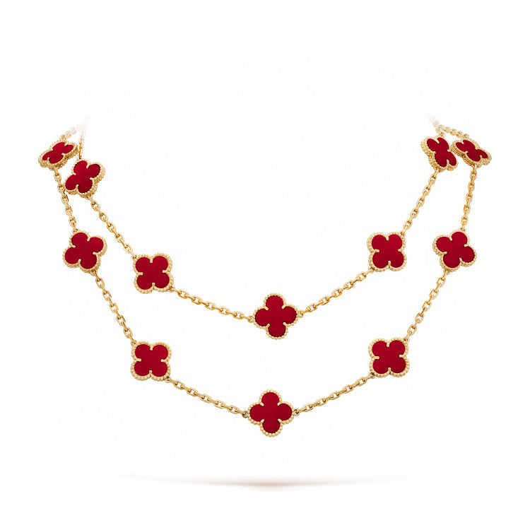 [Luxe]CLOVER 20 MOTIFS CARNELIAN NECKLACE