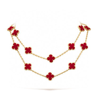 [Luxe]CLOVER 20 MOTIFS CARNELIAN NECKLACE