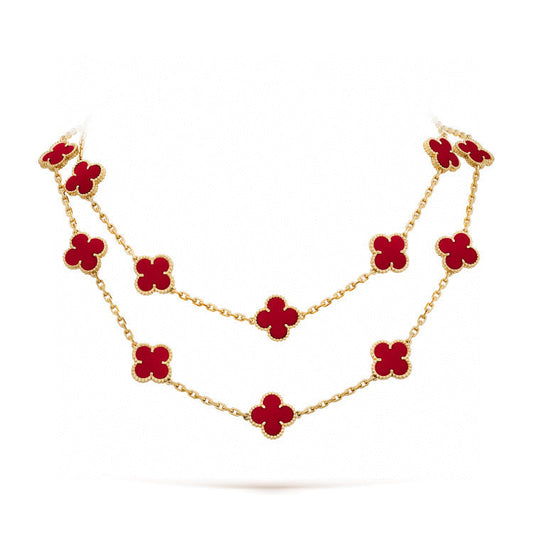 [Luxe]CLOVER 20 MOTIFS CARNELIAN NECKLACE