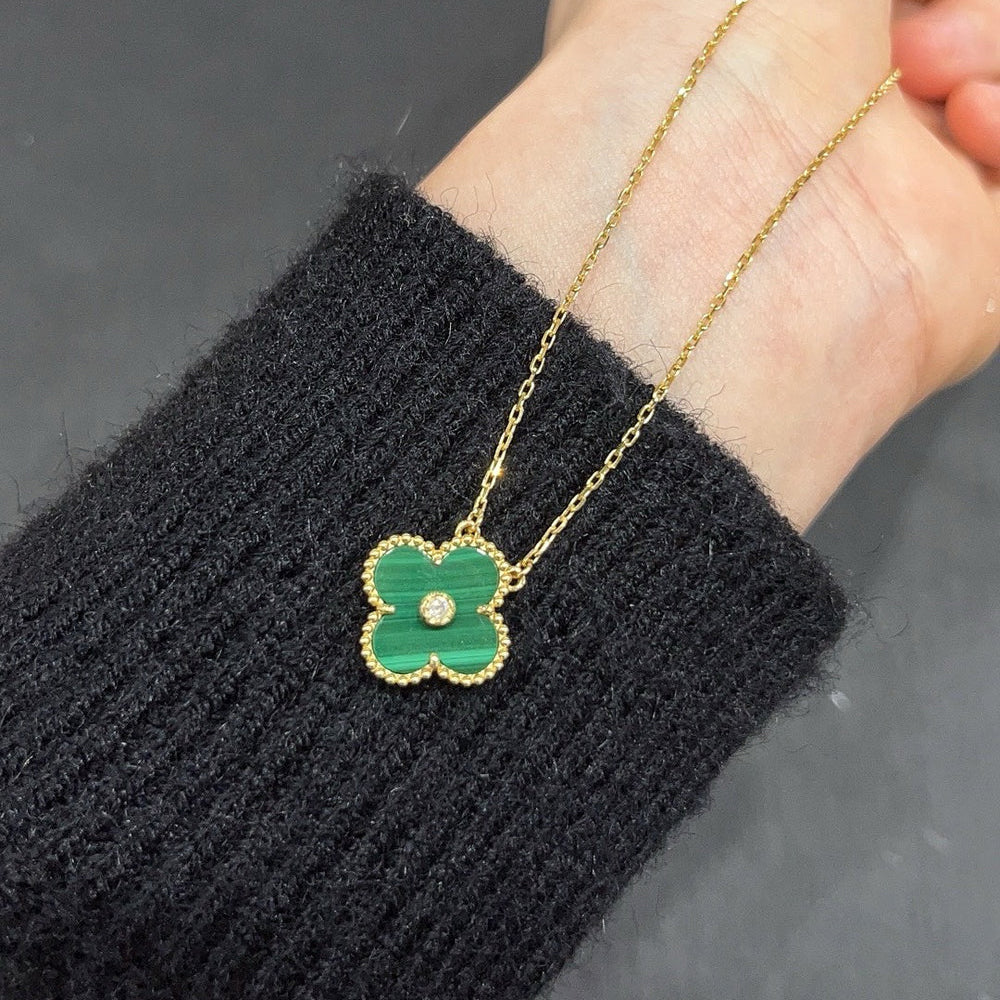 [Luxe]CLOVER 15MM DIAMOND TURQUOISE NECKLACE