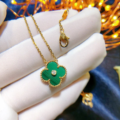 [Luxe]CLOVER 15MM DIAMOND TURQUOISE NECKLACE