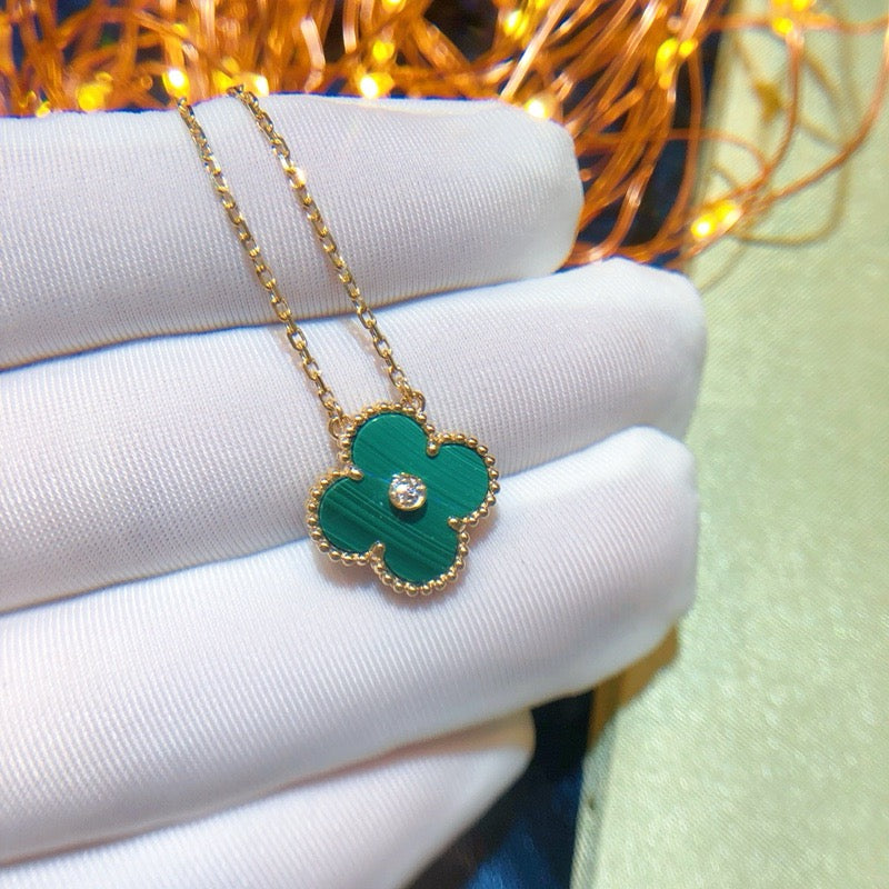 [Luxe]CLOVER 15MM DIAMOND TURQUOISE NECKLACE