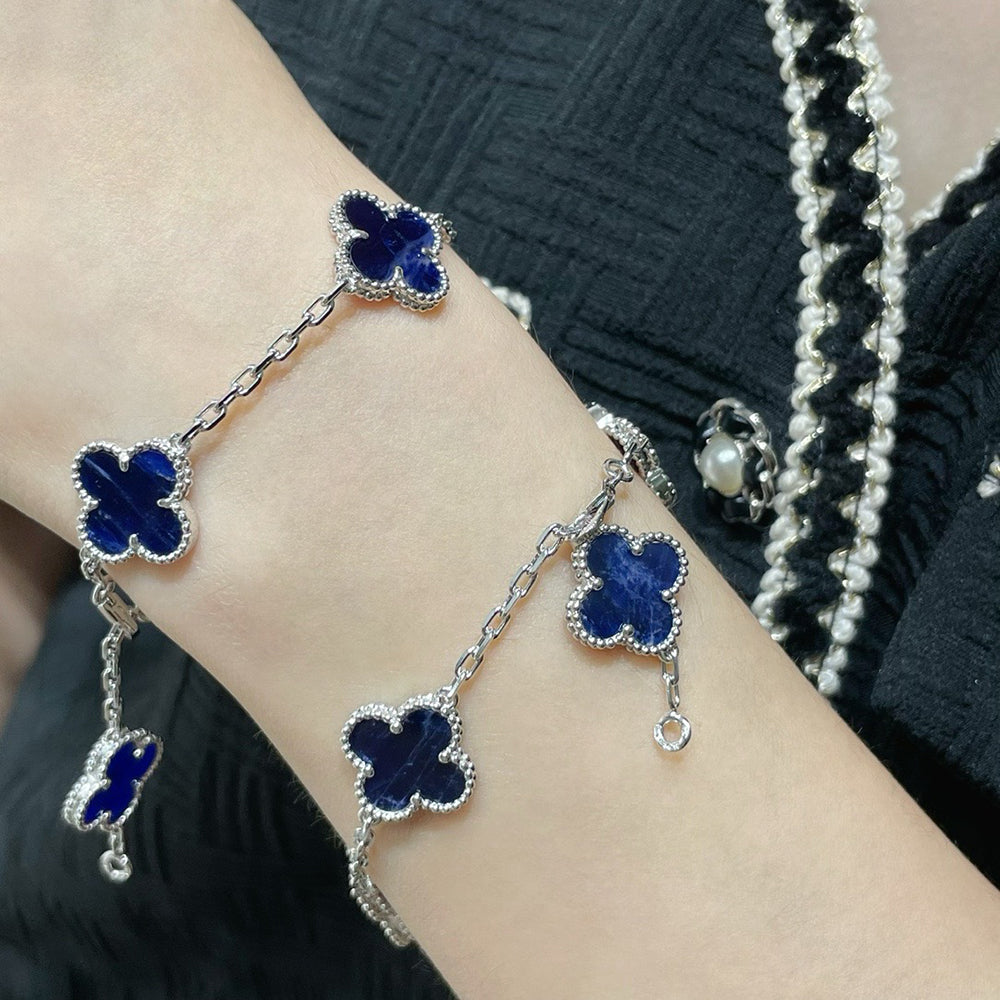 [Luxe]CLOVER 5 MOTIF PIETERSITE SILVER BRACELET