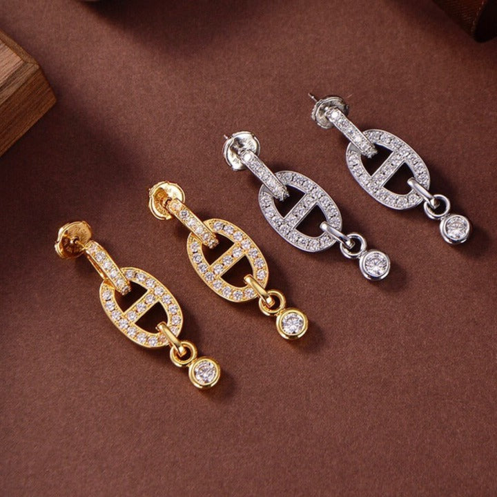 [Luxe]HM CHAINE DIAMOND EARRINGS