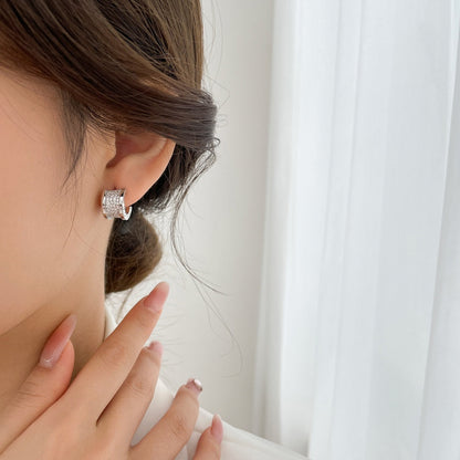 [Luxe]ZERO 1 DIAMOND PAVED EARRINGS