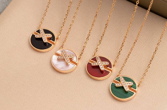 [Luxe]JEUX DE PINK GOLD DIAMOND NECKLACE