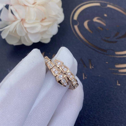 [Luxe]SERPENTI RING PINK GOLD DIAMOND PAVED 4MM