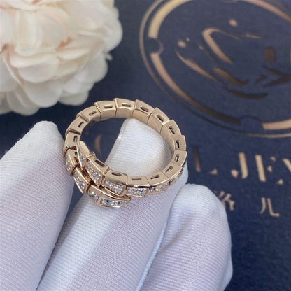 [Luxe]SERPENTI RING PINK GOLD DIAMOND PAVED 4MM