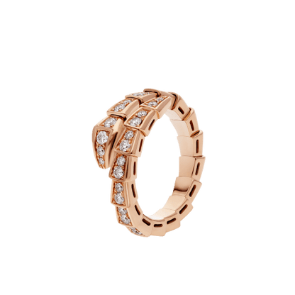 [Luxe]SERPENTI RING PINK GOLD DIAMOND PAVED 4MM