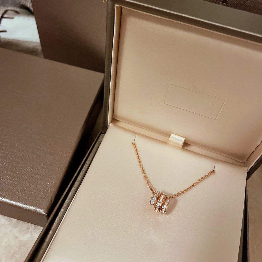 [Luxe]SERPENTI PINK GOLD NECKLACE DOUBLE RING DIAMOND