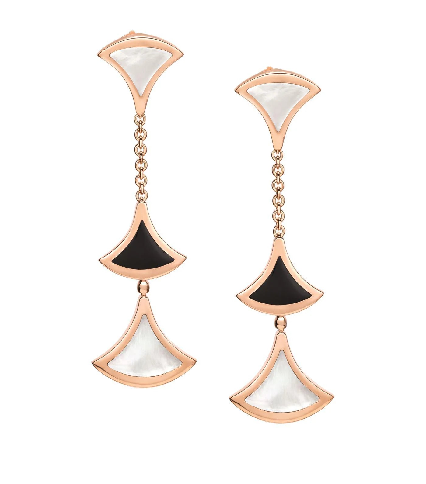 [Luxe]DREAM EARRINGS 3 MOTIFS ONYX MOP PINK GOLD