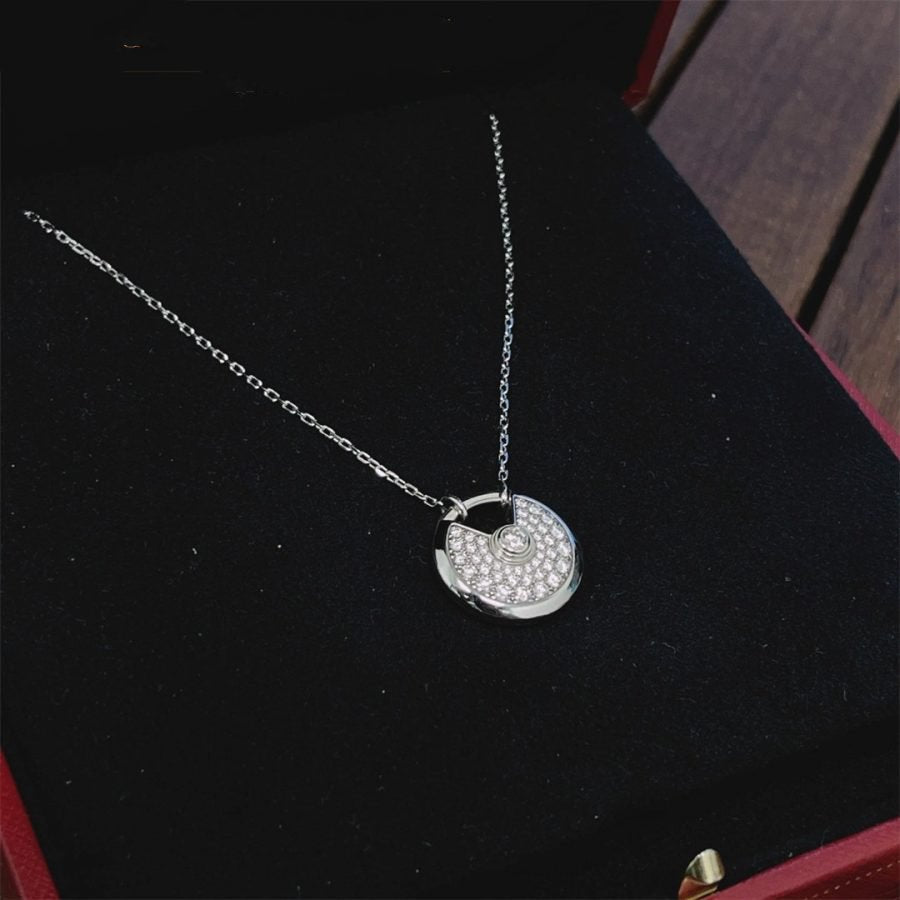 [Luxe]AMULETTE SILVER FULL DIAMOND NECKLACE