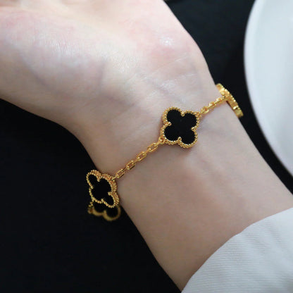 [Luxe]CLOVER  5 MOTIFS BLACK ONYX BRACELET