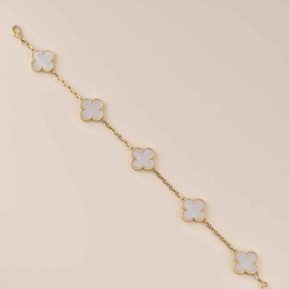 [Luxe]CLOVER  5 MOTIF WHITE MOP BRACELET