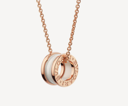 [Luxe]ZERO 1 WHITE CERAMIC PINK GOLD NECKLACE