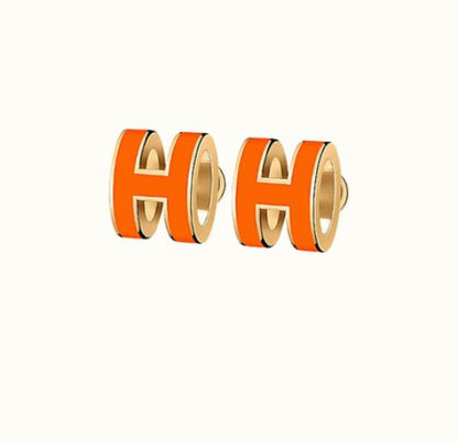 [Luxe]MINI POP H EARRINGS ORANGE