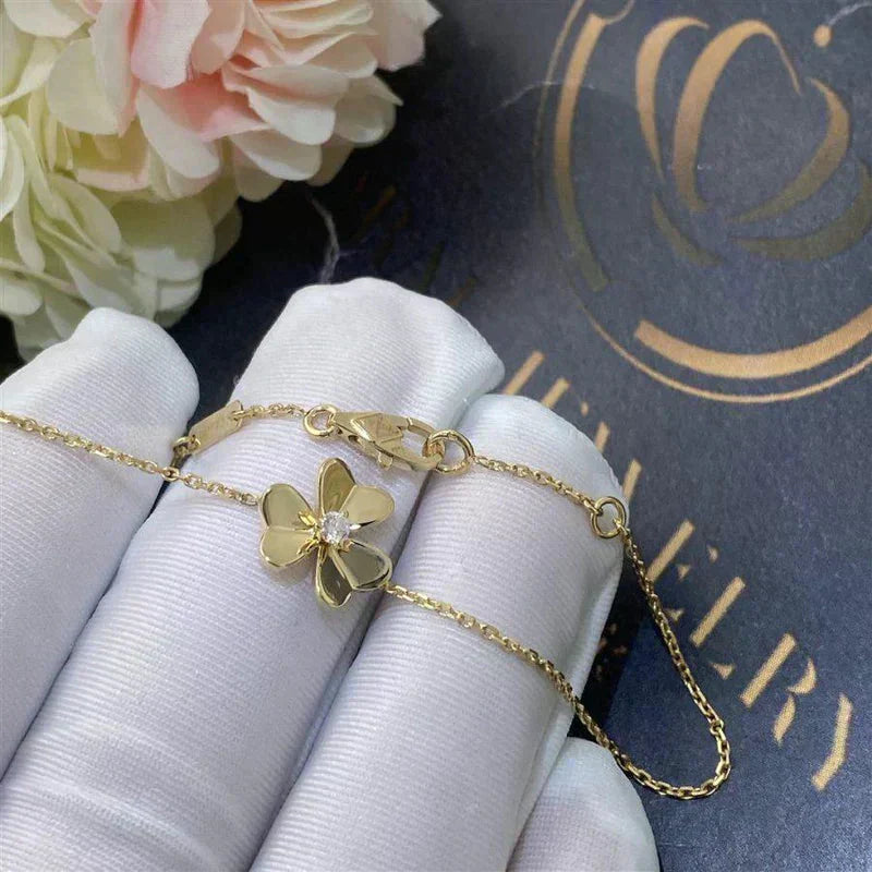 [Luxe]FRIVOLE GOLD FLOWER PINK MALACHITE BRACELET