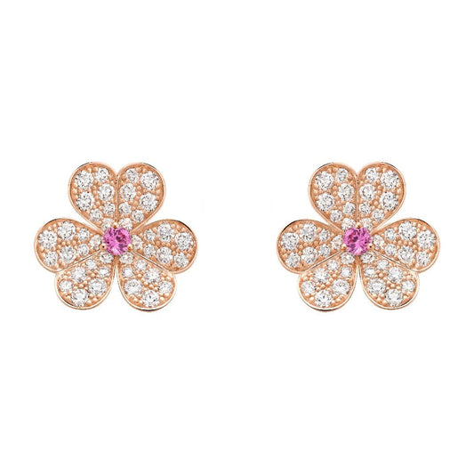 [Luxe]FRIVOLE PINK GOLD FLOWER DIAMOND EARRINGS